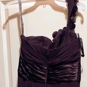 Bill Levkoff Plum floor length bridesmaid dress